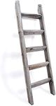 Hallops Blanket Ladder 5 ft | Premium Wood Rustic Ladder Shelf | Ladder Shelf for Quilt | Rustic Farmhouse Decor | Vintange Wooden Ladder Shelf (Thick, Gray White)