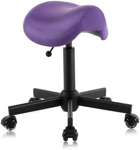 DR.LOMILOMI Ergonomic Saddle Stool Adjustable Pneumatic Swivel Rolling Saddle Seat Stool with Wheels for Medical Hygienic SPA Massage Salon Home and Office 506 Haku (English Violet)