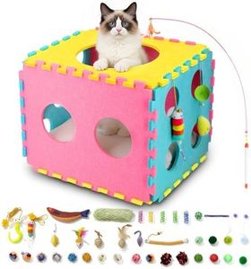 MOYMO Cat Houses with 40 Cat Toys for Indoor Cats, Cute Cat Bed Cave for Multiple Large Cats, Kitten Toys for Indoor Kittens, 17 Inches