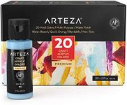 ARTEZA Craft Acrylic Paint, Set of 20 Colors, 60 Ml Bottles, Water-Based, Matte Finish, Blendable Paints for Art & DIY Projects On Glass, Wood, Ceramics, Fabrics, Paper & Canvas