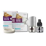 Comfort Zone Calming Pheromone Diffuser Starter Kit + Extra refill + Pheromone Calming Collar, for a Calm Single or Multi-Cat Home, (1 Diffuser kit, 2 refills, 1 collar)