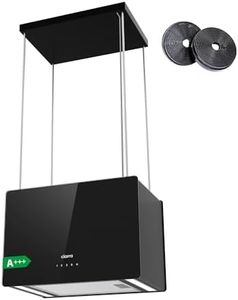 CIARRA CBCB4850 Ceiling Fans 48cm Island Hoods 700m³/h 66dB(A) -LED Display Touch Control Extractor Hoods Extractor Fan Recirculating & Ducting Grease Filter