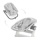 hauck Alpha Bouncer Premium, Nordic Grey - Baby Seat for Alpha+ Wooden Highchair with 3-Point Hip Harness, Bouncing Frame & Seat Reducer, from Birth up to 9 kg