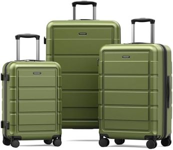 SHOWKOO Luggage Sets Expandable 100% PC Durable Suitcase Double Wheels TSA Lock Olive Green 3pcs
