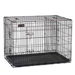 Feandrea Dog Crate, 42.1-Inch Foldable Dog Kennel with 2 Doors, Adjustable Divider Panel, Removable Tray, Metal Dog Cage, XL, Black UPPD42BK