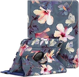 Fintie Rotating Case for iPad Pro 11-inch (4th / 3rd Generation) 2022/2021-360 Degree Swiveling Stand Cover w/Pencil Holder, Auto Sleep/Wake, Also Fit iPad Pro 11" 2nd/1st Gen, Blooming Hibiscus