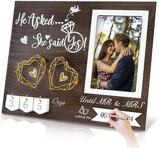 Engagement Gifts for Couple, LANGHUA Unique Wedding Countdown Calendar Engagement Picture Frame can Record Wedding Date, Cool engagement Gifts for Couples Newly Engaged, He Asked, She Said Yes