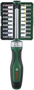 Bosch Bit Ratchet Screwdriver Set 19-Piece (High-Torque Bit Screwdriver; Max Torque 36 Nm; 36-Tooth Gear; Magnetic Bit Holder; Ergonomic Softgrip; 18 Bits S2-Steel; Storage Clip)