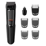 Philips 7-in-1 All-In-One Trimmer, Series 3000 Grooming Kit for Beard & Hair with 7 Attachments, Including Nose Trimmer, Self-Sharpening Blades, UK 3-Pin Plug-MG3720/33