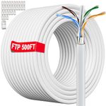 Cat 6 Ethernet Cable 500ft Bulk with 30 RJ45 Connectors, Outdoor&Indoor Cat 6 Shielded Ethernet Cable 23AWG, Heavy Duty, Direct Burial, POE, Waterproof, UV Resistant Cat6 Internet Patch Cable, CCA