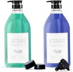 The Farmhouse Room Inc.1/2 Gallon Bottles for Liquid Detergent and Fabric Softener(64oz.) BPA Free & PET Plastic Laundry Soap Dispenser w/Waterproof Labels (Detergent/Softener 2-Pack)