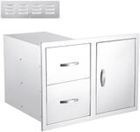 GarveeLife Outdoor Kitchen Drawer Combo - Stainless Steel, Multi-Layer Design, Paper Towel Rack, Flush Mount Double Drawers, BBQ Island & Patio Grill Station,Left and Right Combination，33Wx22Dx22H