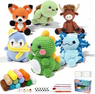 OurWarm 6PCS Crochet Kit for Beginners, Crochet Animal Kits, DIY Craft for Adults and Kids, Attached Step-by-Step Video Tutorial, Great Choice for Manual Lovers Birthday and Holiday Gifts
