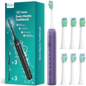 Brosse à Dents éLectrique Pour Adultes Avec 6 TêTes De Brossage, Brosse à Dents Sonique Rechargeable, 4 Heures De Charge, 180 Jours D'Utilisation,Brosse à Dents Ultrasonique, Violet