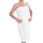 DII Women's Microfiber Adjustable Plush Spa Bath Shower Wrap for College Dorms, Pools, Gyms, Beaches, Locker Rooms, Bathroom, 55.5 x 32.5 - White