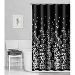 MAYTEX Shower Curtain, Polyester, Black White, 70 Inches x 72 Inches