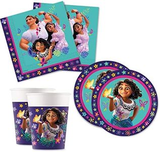 Lage Kit Encanto Festa di Compleanno stoviglie per Decorazione Tavola Party Bambini comprende 24 Bicchieri, 24 Piatti, 40 Tovaglioli, per 24 invitati