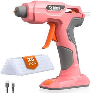 GoGonova Glue Gun Zuel, 20s Fast Preheating Anti-drip Cordless Glue Gun, 2Ah USB-C Rechargeable Hot Glue Gun Kit with 25 Pcs Mini Glue Sticks, Smart Power-Off (Pink-25)