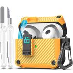 R-fun for AirPods 3rd Generation 2021 Charging Case Cover, Full Drop Protection Auto Pop-Up Lid Design for Apple Airpod 3 Gen Case with Cleaner Kit & Keychain,Fiber Orange