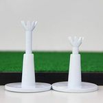 2pcs/Set Adjustable Golf Tees, Rubber Golf Tees Holder Turn & Lock Tees Adjustable Height Tees Range 53mm-73mm for Practice & Driving Range Mats (White)