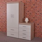 DRP Trading White & Sonoma Oak 2 Piece Bedroom Furniture Set, 4 Drawers Chest, 2 Door Wardrobe, Ample Storage & Elegant Décor, Ideal for Bedroom Organisation, Quality Bedroom Set…