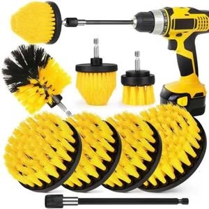 8 Pack Drill Brush Attachment Set, 1/4in Power Scrubber Brush+ Extend Long Rod, Brush Drill Attachment, Power Cleaning Scrub Brush for Bathroom, Tub, Tile, Corner, Floor