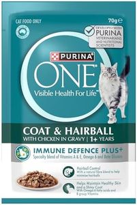 PURINA ONE® Adult Coat and Hairball with Chicken in Gravy Wet Cat Food Pouch 12x70g