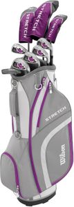Wilson Women’s Beginner Golf Set, 9 Clubs with Cart Bag – Left Hand, White/Grey/Purple