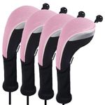 Andux 4Pack Long Neck Golf Hybrid Club Head Covers with Dial No. Tag CTMT-02 Pink