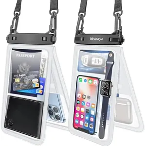 Niveaya [Up to 10.5"]Waterproof Phone Pouch - 2 Pack, Waterproof Phone Lanyard Case with iPhone 16/15/14/13/12 Pro Max up to 9.5", Phone Dry Bags for Vacation Beach Pool Kayak Cruise Travel Essentials