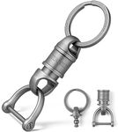 TISUR Titanium Quick Release Swivel Keychain, Detachable Keychain Connector, Pull Apart Key Chain,Keyring Holder for Car Keys, 1pc Swivel Keychain +1pc Stainless Steel D Ring, Small