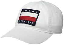 Tommy Hilfiger Men's Cotton Tony Adjustable Baseball Cap, Classic White, One Size