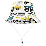 FenFang Toddler Bucket Sun Hat, Kids Summer Fisherman Hats for Baby Infant Boys Girls, Wide Brim Beach Cap, Dinosaur Fisher Hat with Adjustable Chin Strap 1 2 3 4-8 Years (2-4 Years, White)