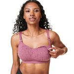 Bravado Designs Women's Nursing Bra for Breastfeeding, Intrigue Balconette Supportive Seamless Wirefree Maternity Bra, Berry Jacquard, Medium