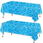 2Pcs Ocean Summer Party Table Cloth for Euro 2024,137*274cm Water Print Party Plastic Table Cover Ocean Theme Party Blue Ocean Beach Party Decorations Tablecloths for Pool Underwater Party Decor