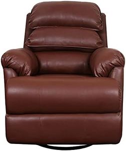 VAIDH LUXURY FURNITURE VLF RC- 011 Rocking Revolving Recliner, Fully Comfortable & Durable, Single Seater Sofa, Living Room Recliner Chair, Thickened Padded Arm/Back(Brown), 86 X 86 X 107 CM