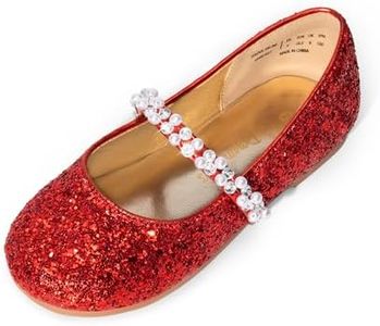DREAM PAIRS Toddler Girls Mary Jane Ballerina Dress Flats Pearl Strap Slip on Shoes,Size 4 Toddler,Red-T,SERENA-100-INF