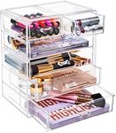 Sorbus Acrylic Clear Makeup Organizer - Big & Spacious Cosmetic Display Case - Stylish Designed Jewelry & Make Up Organizers and Storage for Vanity, Bathroom (4 Large, 2 Small Drawers)