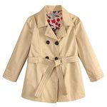 Richie House Girls' Colored Trench Coat with Floral Lining Fabric RH0768-B-2/3 Cream