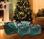 Vivo 3 Pack Large Jumbo Christmas Storage Zip Bags for Christmas Tree up to 9ft, Christmas Decorations and Christmas Chase and Icicle Lights With Heavy Duty Handles