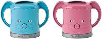 InchBug MyDrinky Pouch Holder No Squeeze, Reusable Drink Holder for Kids and Toddlers | BPA-Free & Squeeze-Proof Cup Holder for Juice Boxes, Food Pouches | Dishwasher Safe, 2-Pack PINK SORBET/AQUA