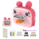 CAMCLID Instant Camera for Kids, 1080P Kids Camera Instant Print with No Ink Print Paper & 32G SD Card,Selfie Digital Camera & Video Camera with 2.4” Screen,Ideal Toy Gift for Girls Boys 3-12 (Pink)