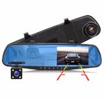 Dash Cam Front and Rear, 12'' Rearview Mirror Camera, 1080P Car Mirror 170° Wide Angle Car Camera with Emergency Recording, Night Vision, Parking Monitor, Reverse Monitor System, Loop Recording