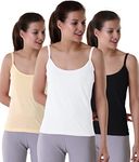 Lovami Women's Camisole (Pack of 3) (L, White, Black, Beige)