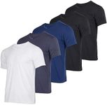 Real Essentials 5 Pack: Men’s V-Neck Dry-Fit Moisture Wicking Active Athletic Tech Performance T-Shirt, Set 3, Medium