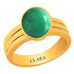 Clara Certified Emerald Panna 4.8 Carat or 5.25ratti Panchdhatu Gold Plating Astrological Ring for Men & Women