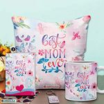 Jhingalala Gift for Mother | Best Mom Ever Printed Cushion with Filler, Coffee Mug, Key Chain, Greeting Card | Combo Gifts for Mother, Mom for Birthday, Mother's Day