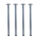 QLLY 28 inch Adjustable Metal Desk Legs, Office Table Furniture Leg Set, Set of 4 (Grey)
