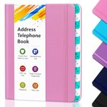 BLESWIN Address Telephone Book, A-Z Index Hardback with Alphabetical Tabs, Perfect Size Organizer Keep Track of Phone Numbers, Special Days, Birthdays, Passwords and Notes，Pink