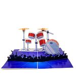 Band Drum 3D Pop Up Birthday Card (Blue) - Happy Birthday Pop Up Card, Congratulations Card, Retirement - Music Teacher Gift, Musician, Student, Band Gift, Graduation | Pop Card Express